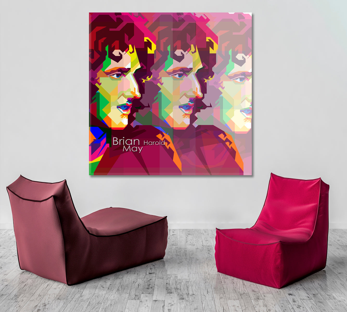 Brian Harold May Pop Art WPAP Style Celebs Canvas Print Artesty 1 Panel 12"x12" 