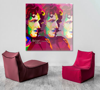 Brian Harold May Pop Art WPAP Style Celebs Canvas Print Artesty 1 Panel 12"x12" 