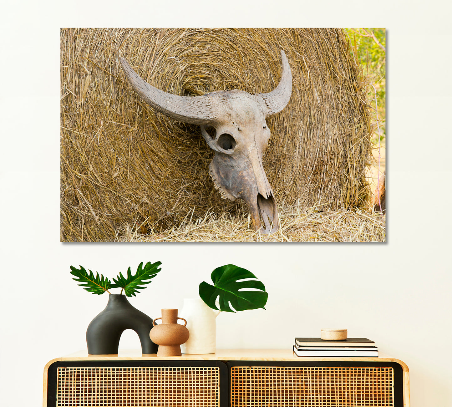 Cattle Cow Skull On Straw Animals Canvas Print Artesty   