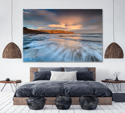 Coastal Sunrise Robin Hood's Bay North Yorkshire England Nature Wall Canvas Print Artesty 1 panel 24" x 16" 