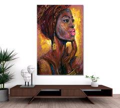 FIRE FLAME Beautiful Black Woman African Style Canvas Print Artesty   