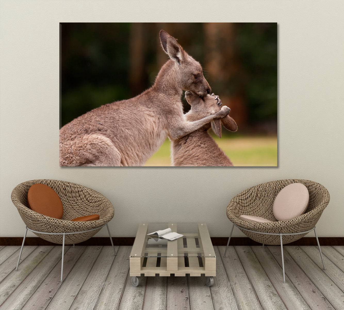 Kangaroo Mother And Baby Wild Life Framed Art Artesty   