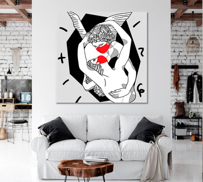 MEDICINE CONCEPT Cupid kiss Wearing Medical Mask Contemporary Art Artesty   