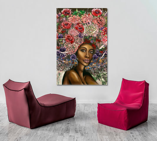 MISS CHARMING Woman Blooming Head Fine Art Artesty 1 Panel 16"x24" 