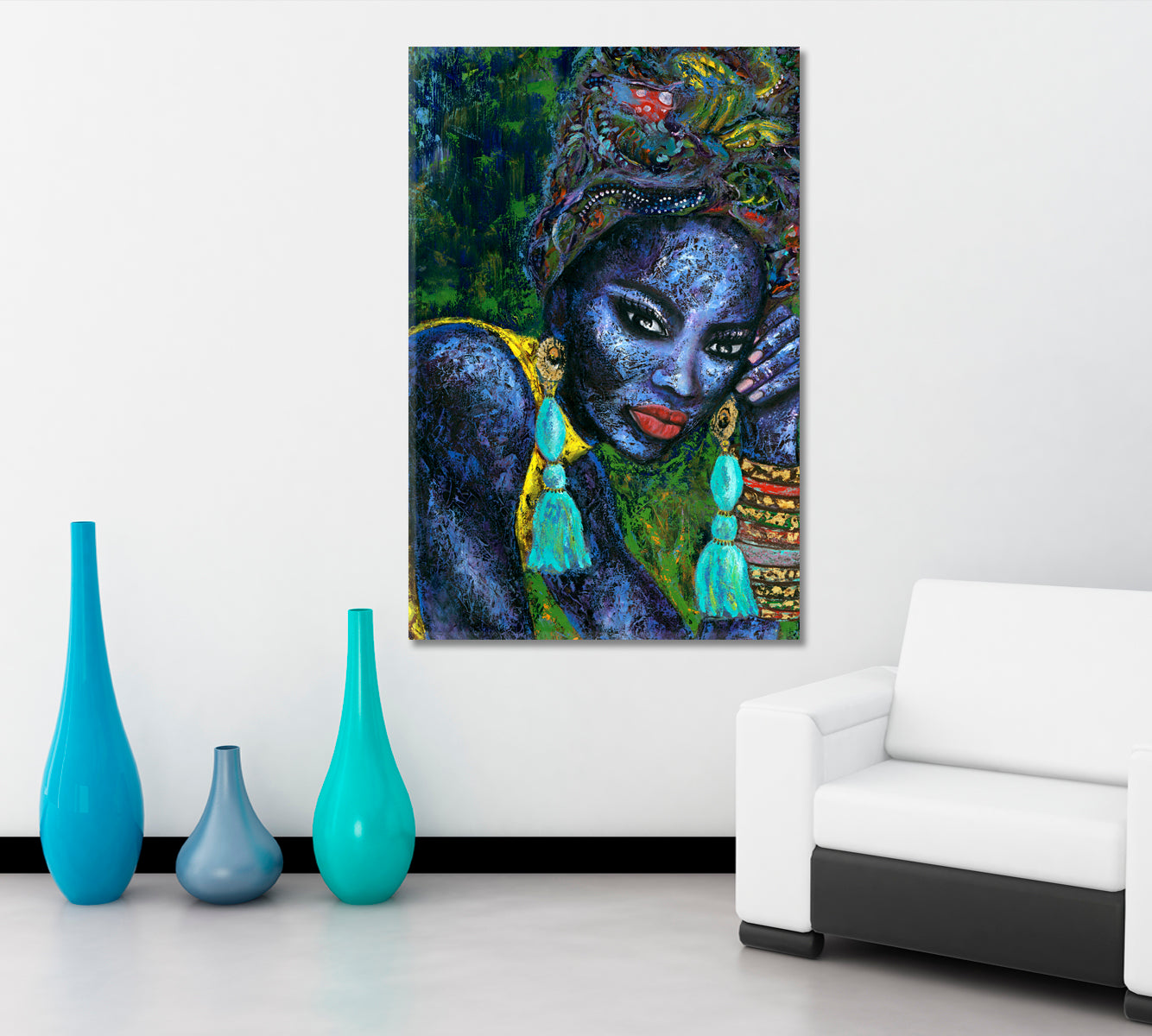 MISS SADE FLAME Beautiful Black Woman African Style Canvas Print Artesty   