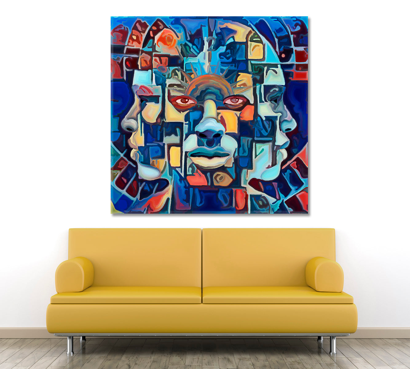 PRESENT PAST FUTURE Three Faces Abstract Art Print Artesty   