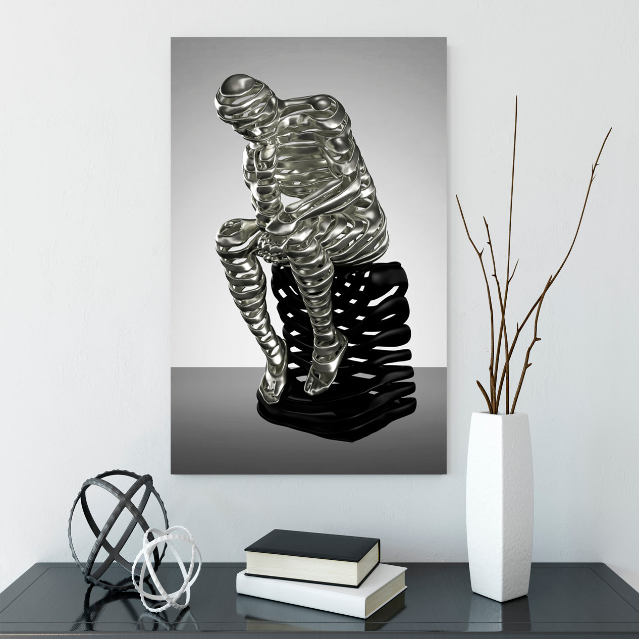 CONSIDERING IDEA 3 D Statue Rodin the Thinker Office Wall Art Canvas Print Artesty   