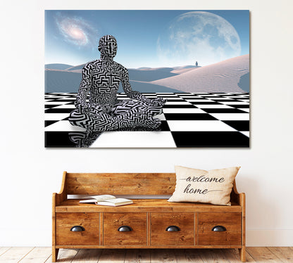 Meditation On a Chessboard Surrealism Surreal Fantasy Large Art Print Décor Artesty   