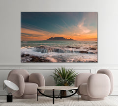 Table Mountain Sunset Cape Town South Africa Nature Wall Canvas Print Artesty   