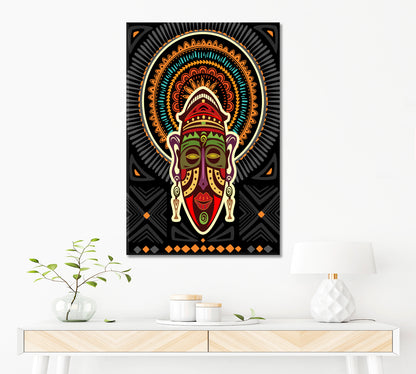 Tribal African Mask Geometric Ornaments Contemporary Art Artesty   