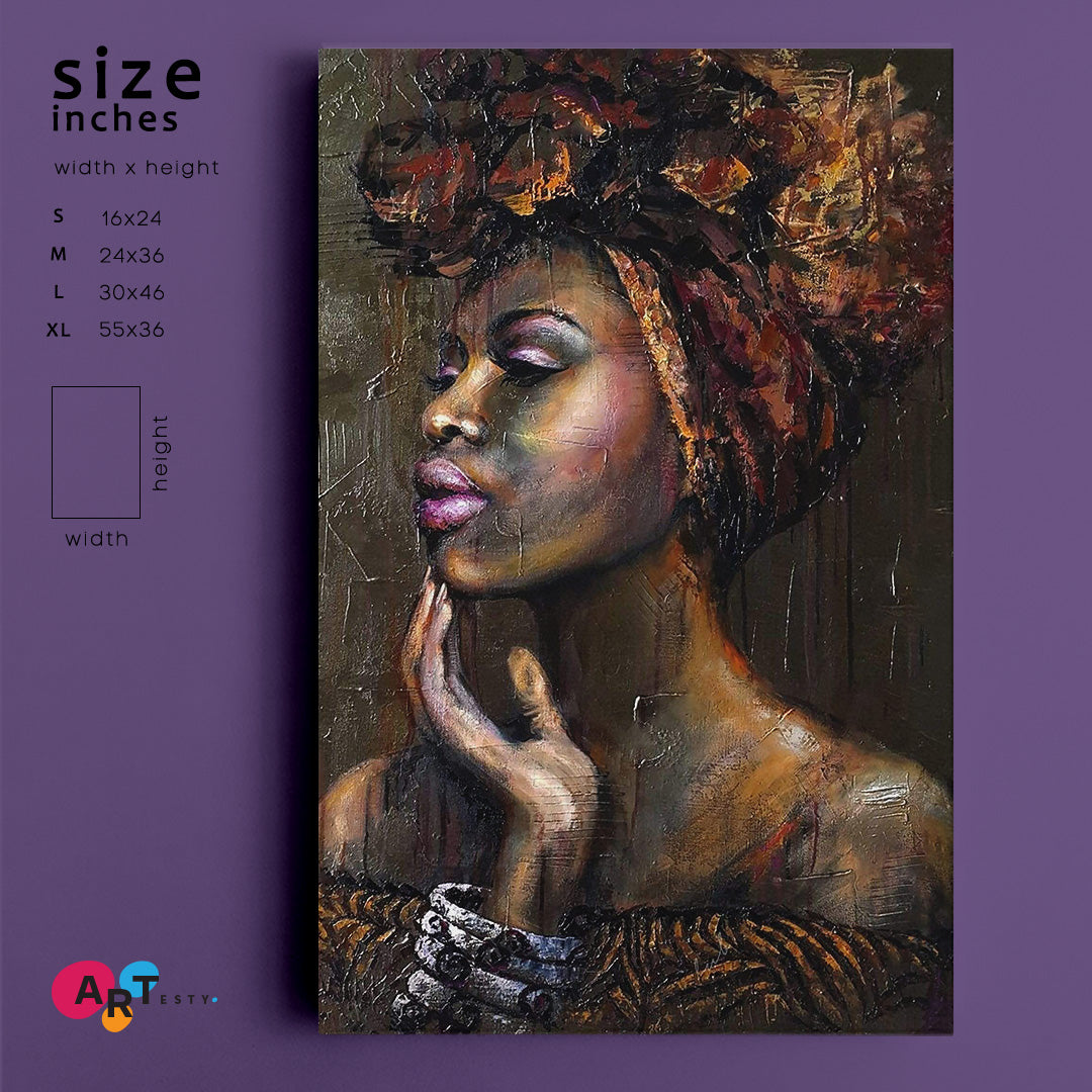 BLACK BEAUTY Breathtaking Stunning Beautiful African Women Fantastic African American Art - Vertical African Style Canvas Print Artesty   