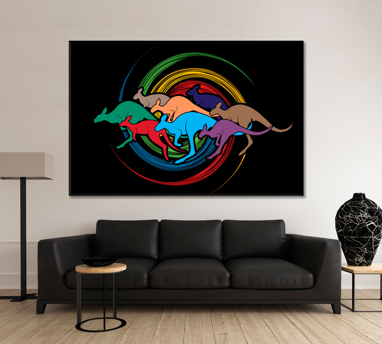 VIVID SPIN WHEEL Group Of Kangaroo Jumping Animals Canvas Print Artesty   