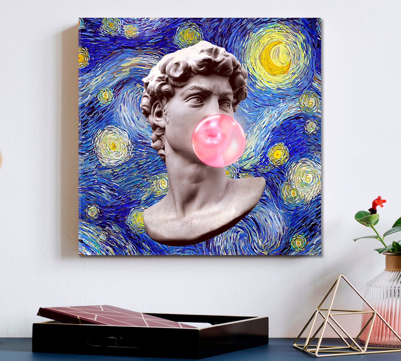 Starry Night David Michelangelo Blows A Bubble Contemporary Art Artesty   