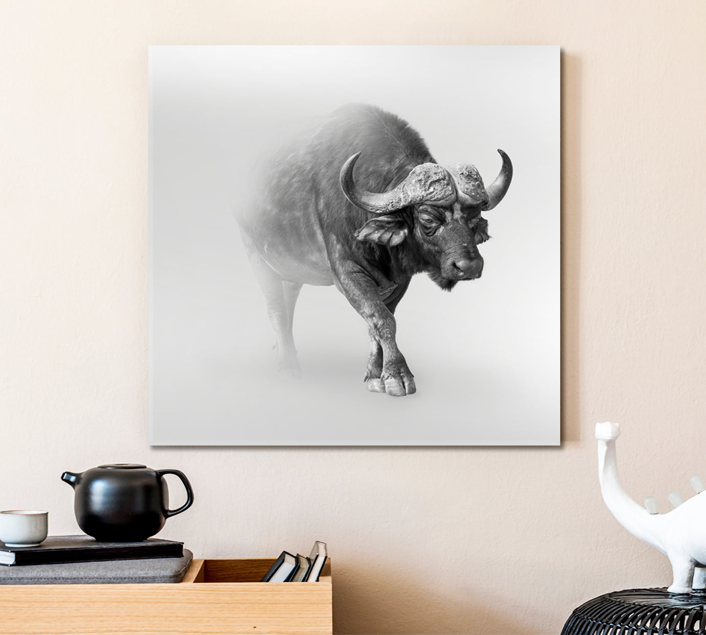 WILDLIFE African Buffalo In The Mist Animals Canvas Print Artesty   