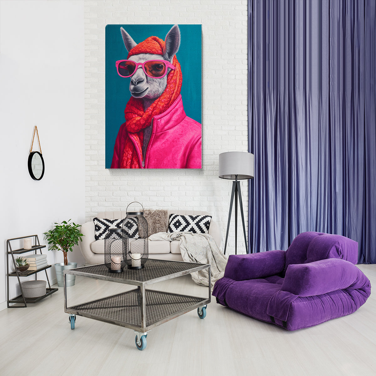 Llama in Pink Glasses Canvas Prints Artesty
