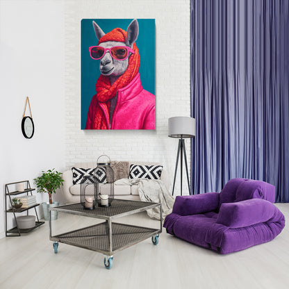 Llama in Pink Glasses Canvas Prints Artesty