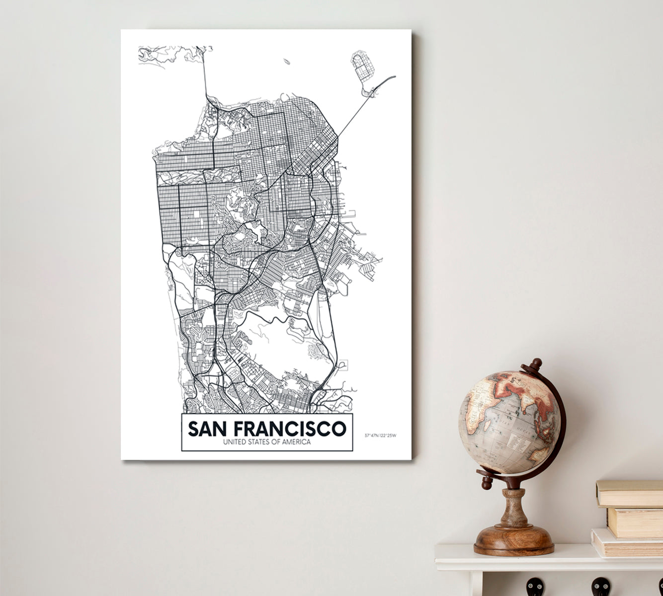 Detailed City Map San Francisco California USA Maps Canvas Artwork Artesty   