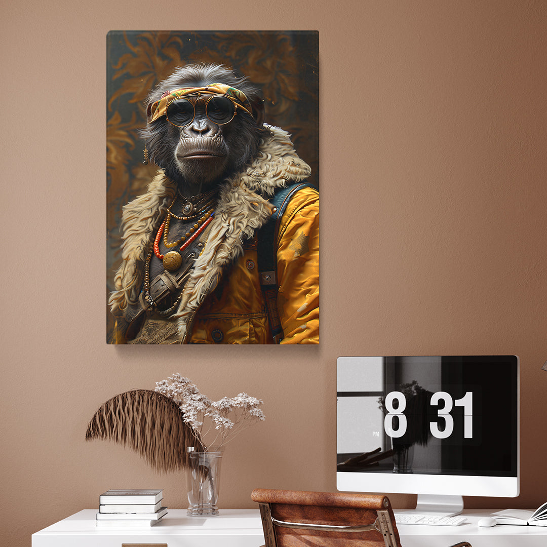 Boho Gorilla in Retro Outfit Canvas Prints Artesty