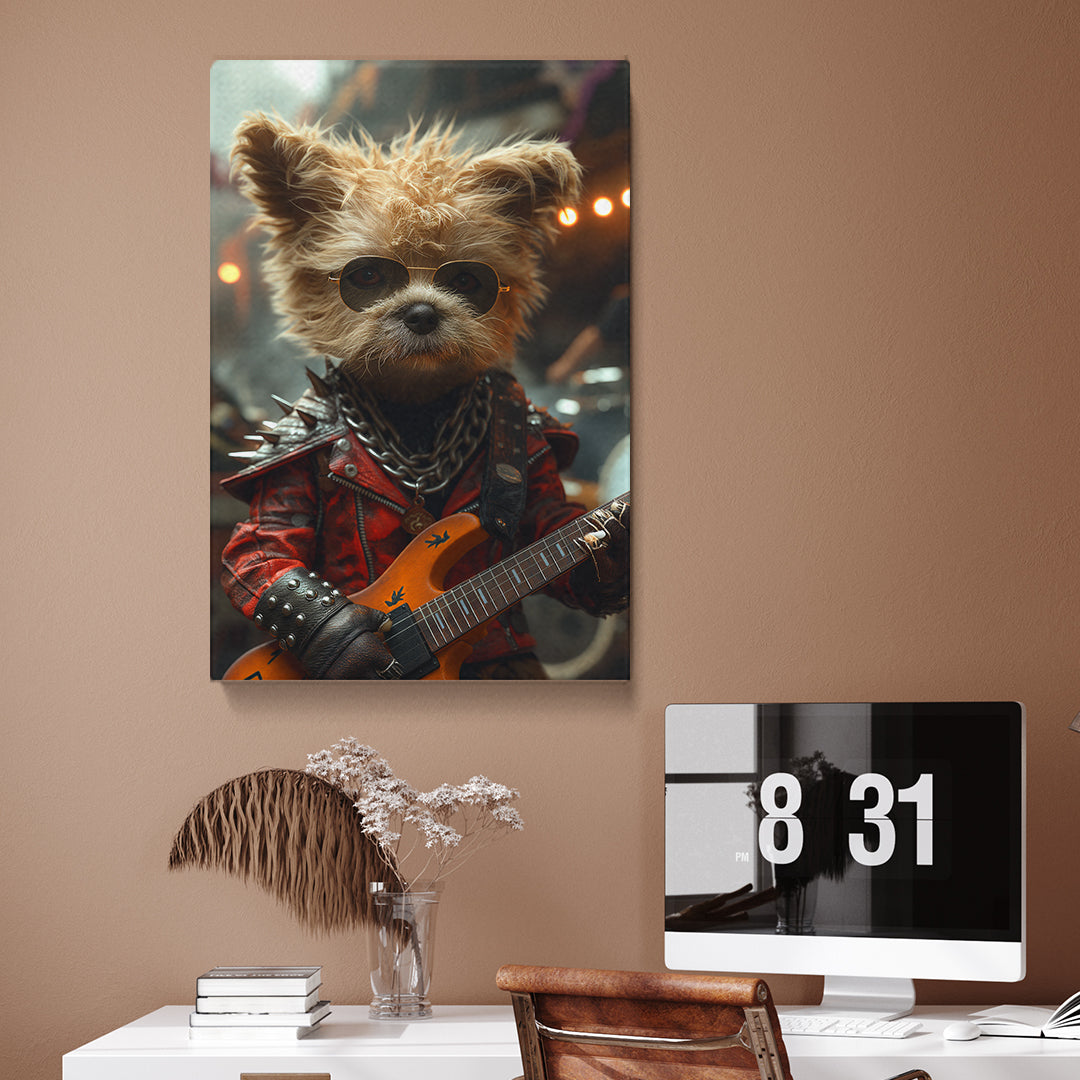 Rockstar Dog Playing Guitar Canvas Prints Artesty