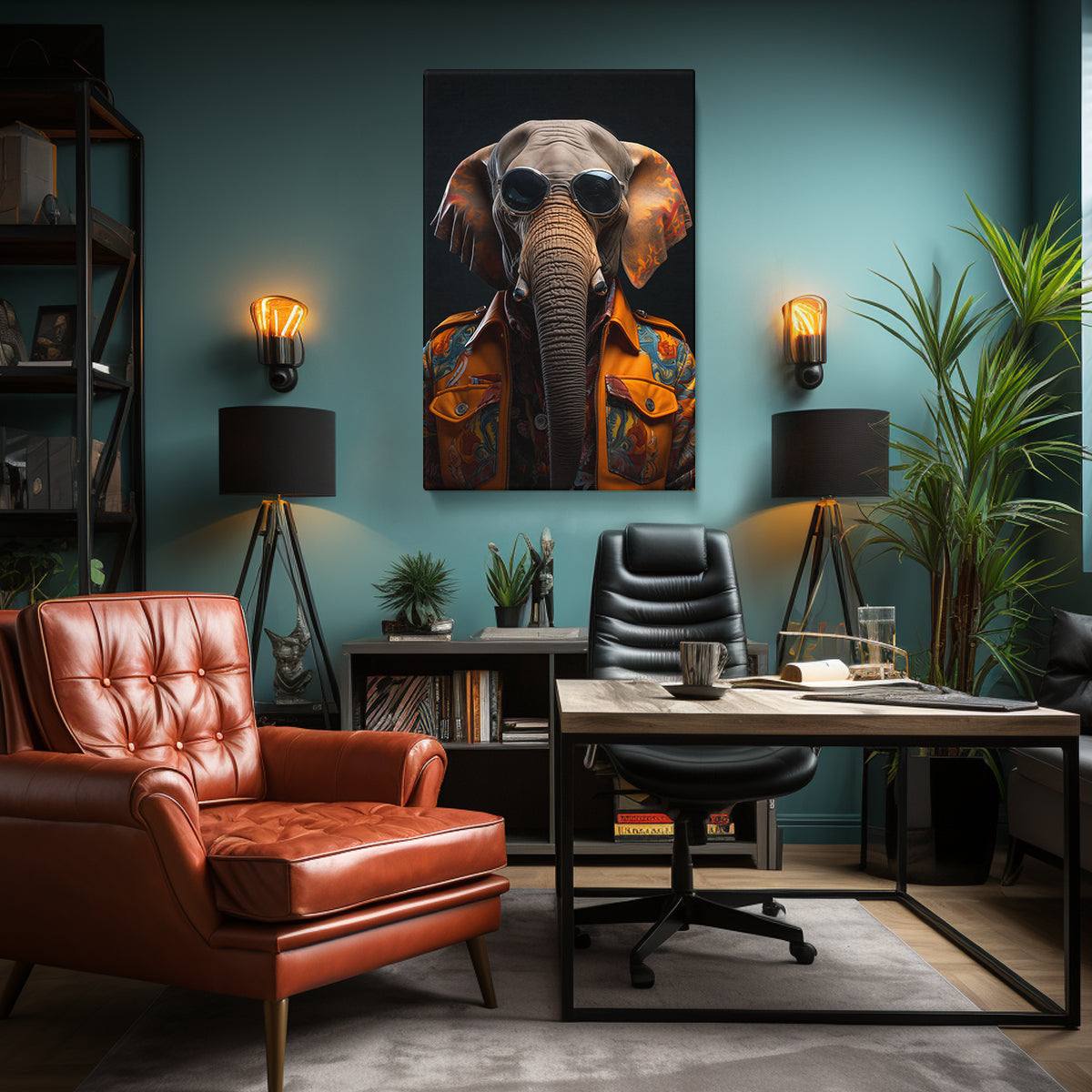 Stylish Elephant with Sunglasses Canvas Prints Artesty 1 Panel 35"x55" 