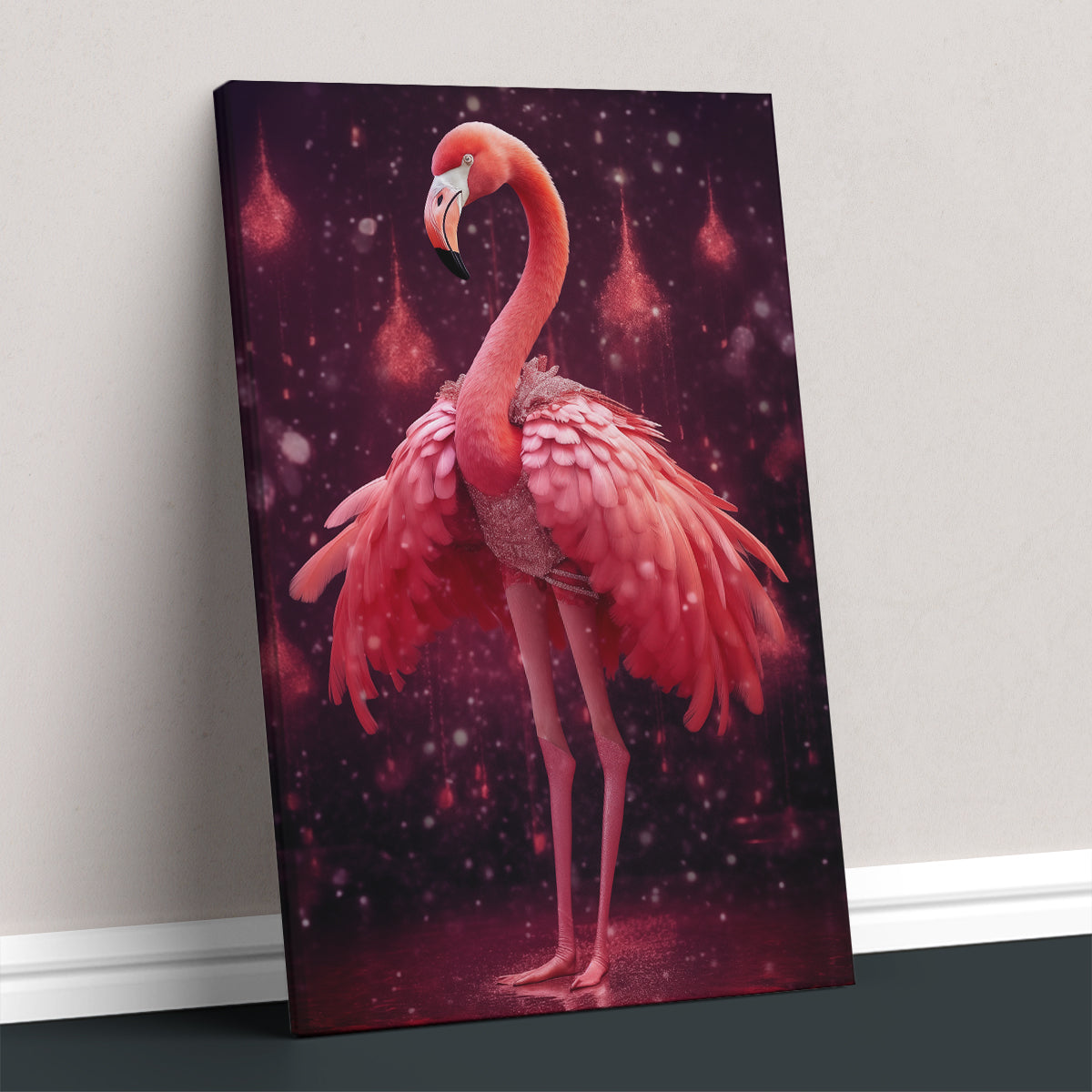 Flamingo in Sparkling Dress Canvas Prints Artesty 1 Panel 16"x24"