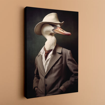 Charming Duck in Vintage Attire Canvas Prints Artesty   