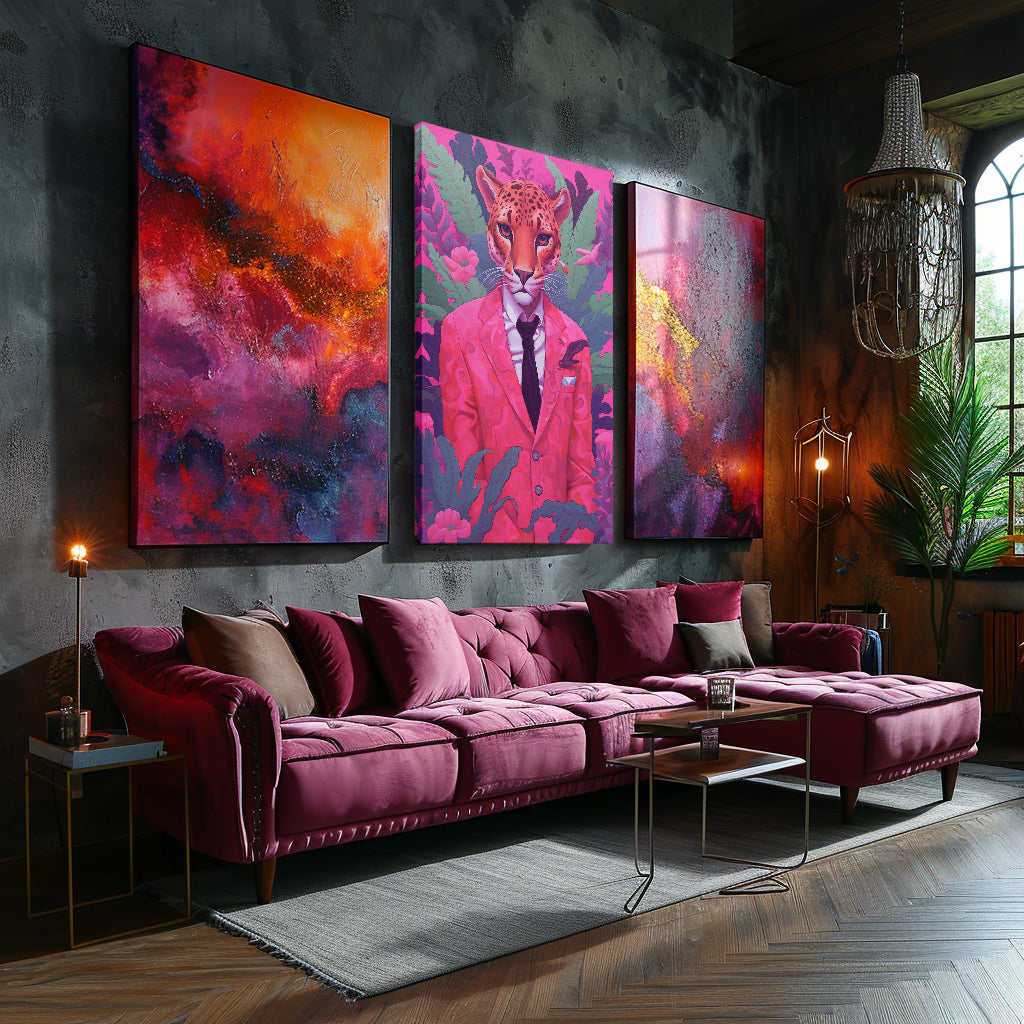 Leopard in Pink Suit Jungle Canvas Prints Artesty