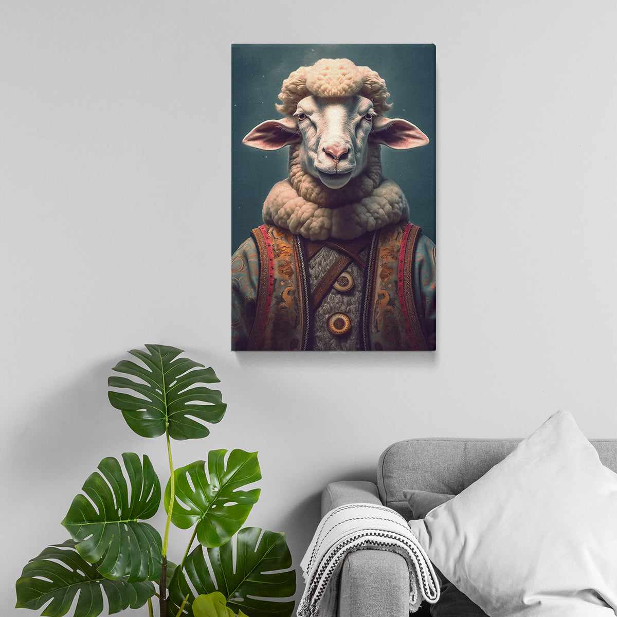 Sheep in Traditional Attire Canvas Prints Artesty 1 Panel 16"x24" 