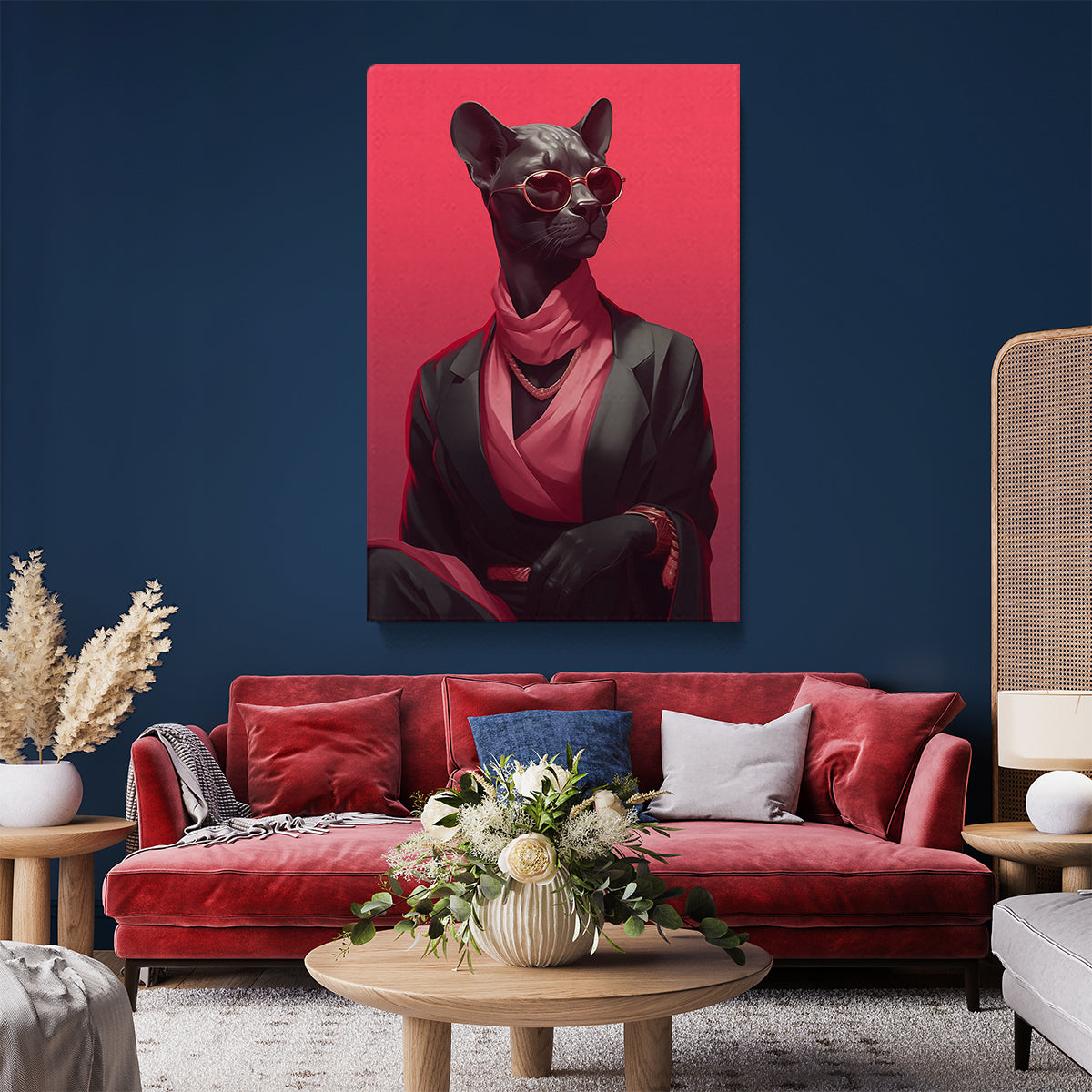 Black Cat in Elegant Outfit Canvas Prints Artesty