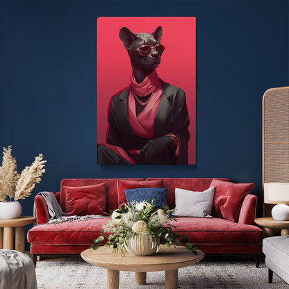 Black Cat in Elegant Outfit Canvas Prints Artesty