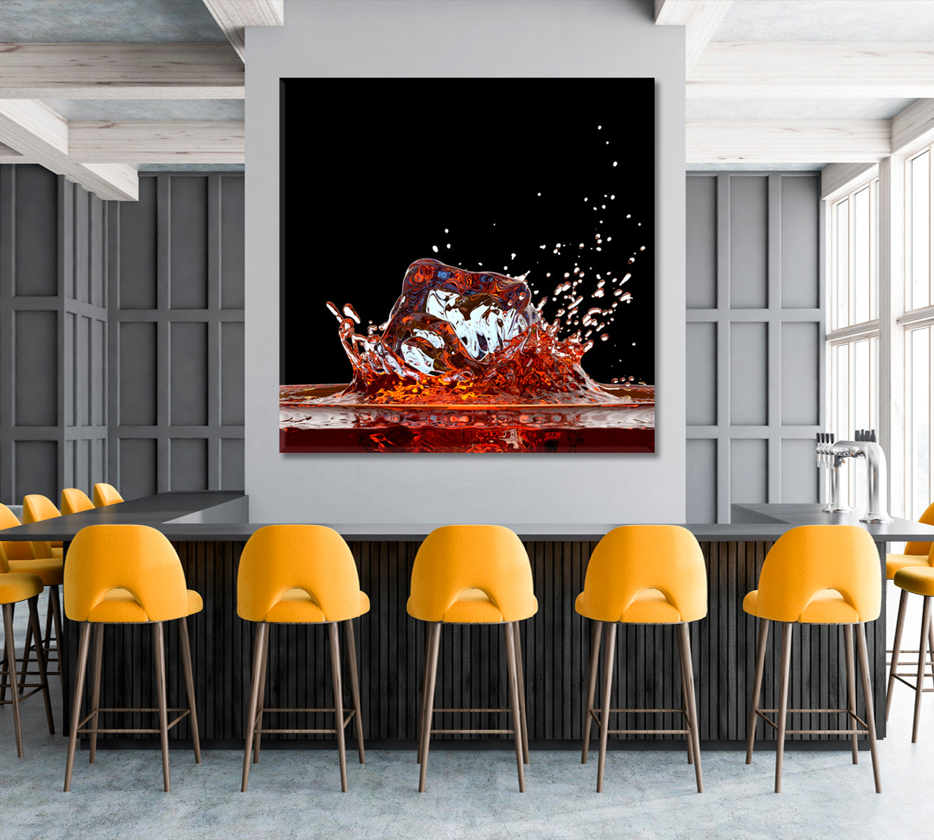 AMBER Splash Whiskey Restaurant Modern Wall Art Artesty   