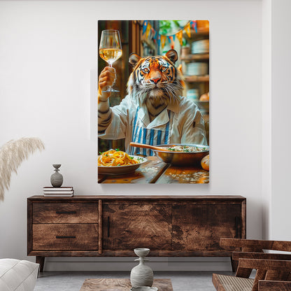 Tiger Chef With Wine Canvas Prints Artesty