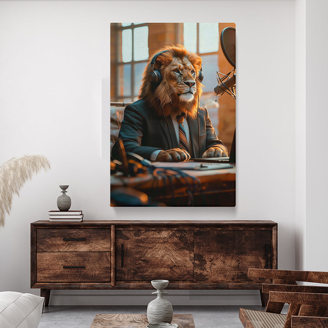Lion Journalist in Suit Canvas Prints Artesty