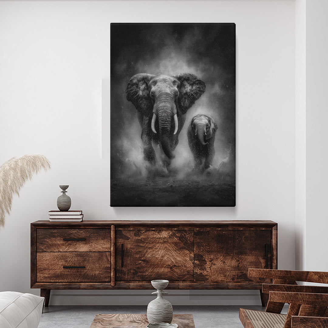 Black and White Elephants Canvas Prints Artesty