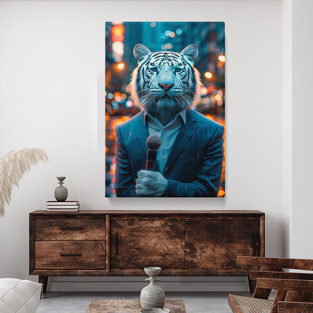 White Tiger News Reporter Canvas Prints Artesty