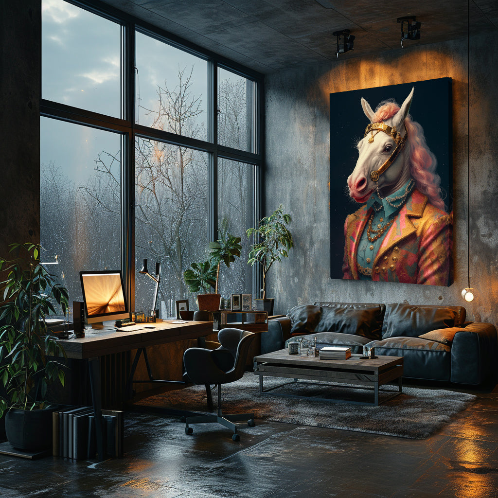 Horse in Colorful Regal Suit Canvas Prints Artesty