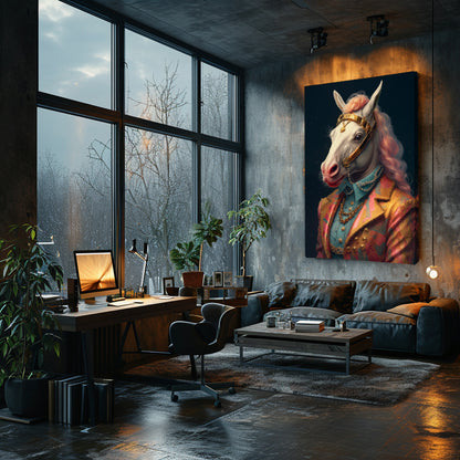Horse in Colorful Regal Suit Canvas Prints Artesty
