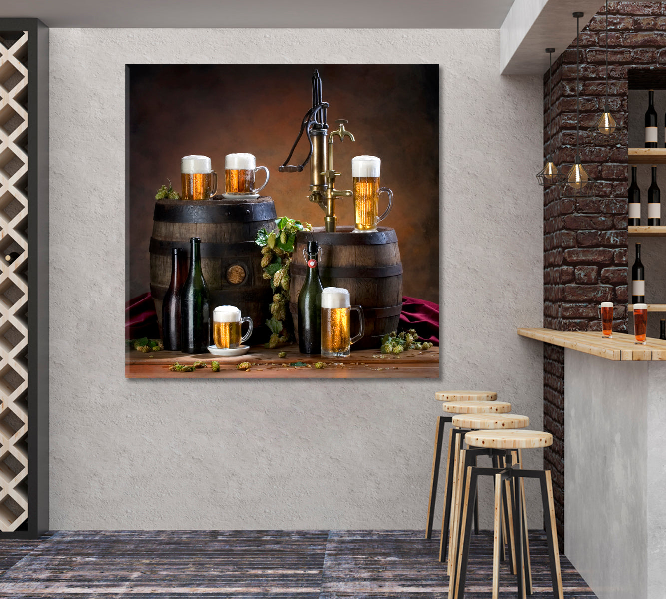 BAR PUB CONCEPT Vintage Old Wooden Beer Barrel Restaurant Modern Wall Art Artesty   