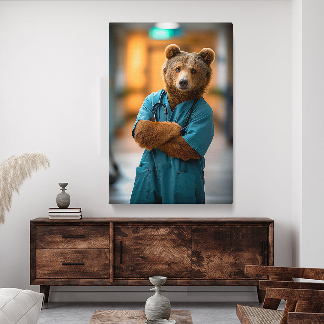 Confident Bear Doctor Canvas Prints Artesty 1 Panel 16"x24"