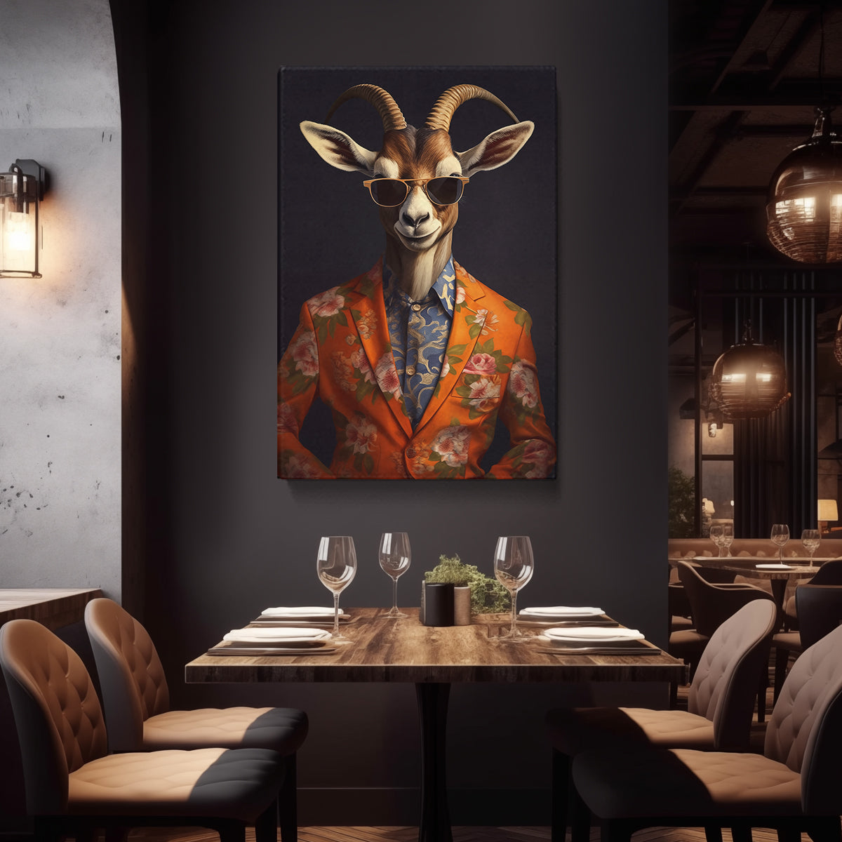 Trendy Gazelle in Blazer and Sunglasses Canvas Prints Artesty