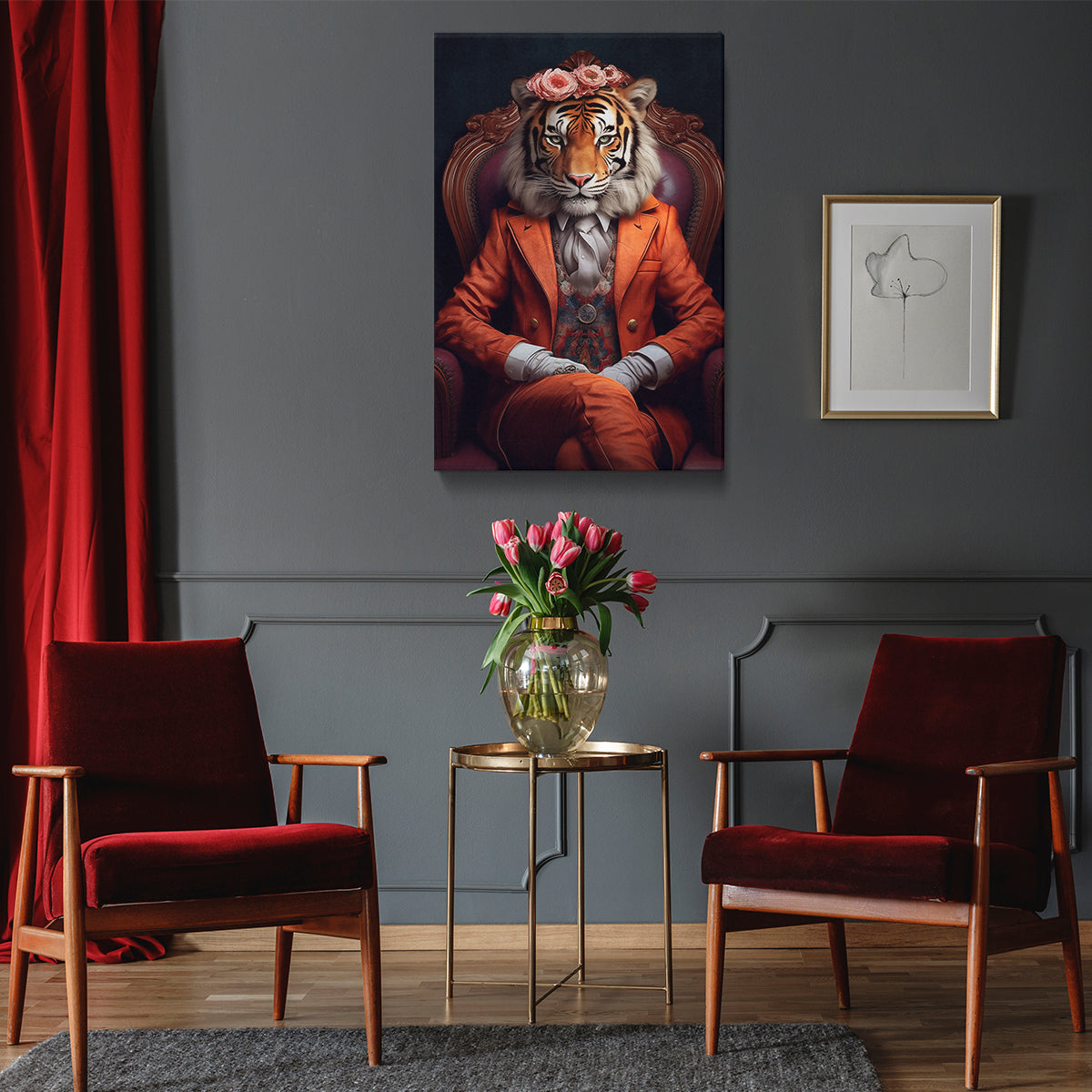 Chic Tiger Gentleman Canvas Prints Artesty 1 Panel 24"x36" 