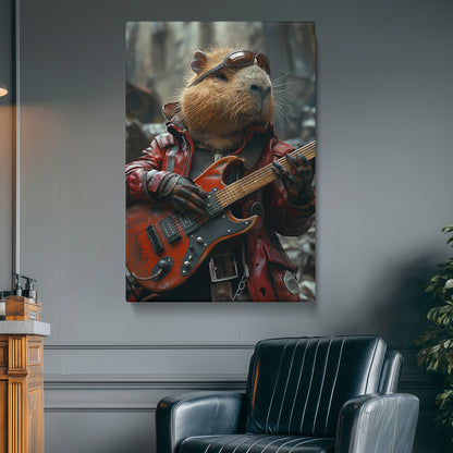Cool Capybara Playing Electric Guitar Canvas Prints Artesty