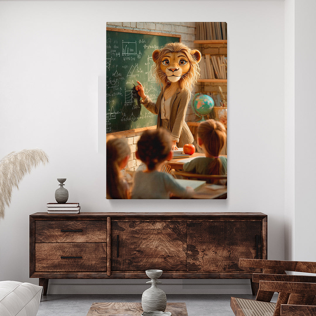 Lion Teacher in Classroom Canvas Prints Artesty