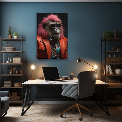 Stylish Monkey in Orange Jacket and Sunglasses Canvas Prints Artesty