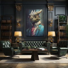Chic Dragon in Suit Canvas Prints Artesty 1 Panel 35"x55" 