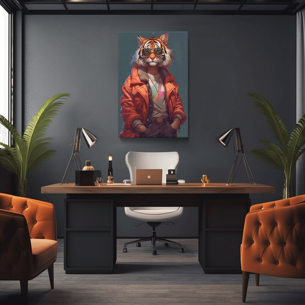 Modern Trendy Tiger Portrait, Urban Style Animal Gift Abstract Art Print Artesty   