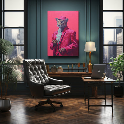 Leopard in Pink Suit and Cap Canvas Prints Artesty