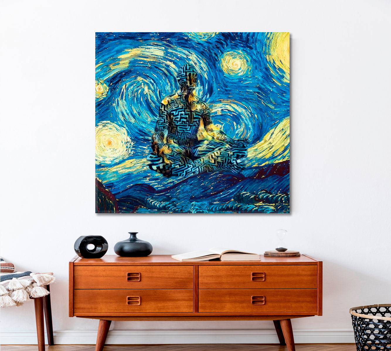 INSPIRED BY VAN GOGH Man In Lotus Pose Surreal Fantasy Large Art Print Décor Artesty   