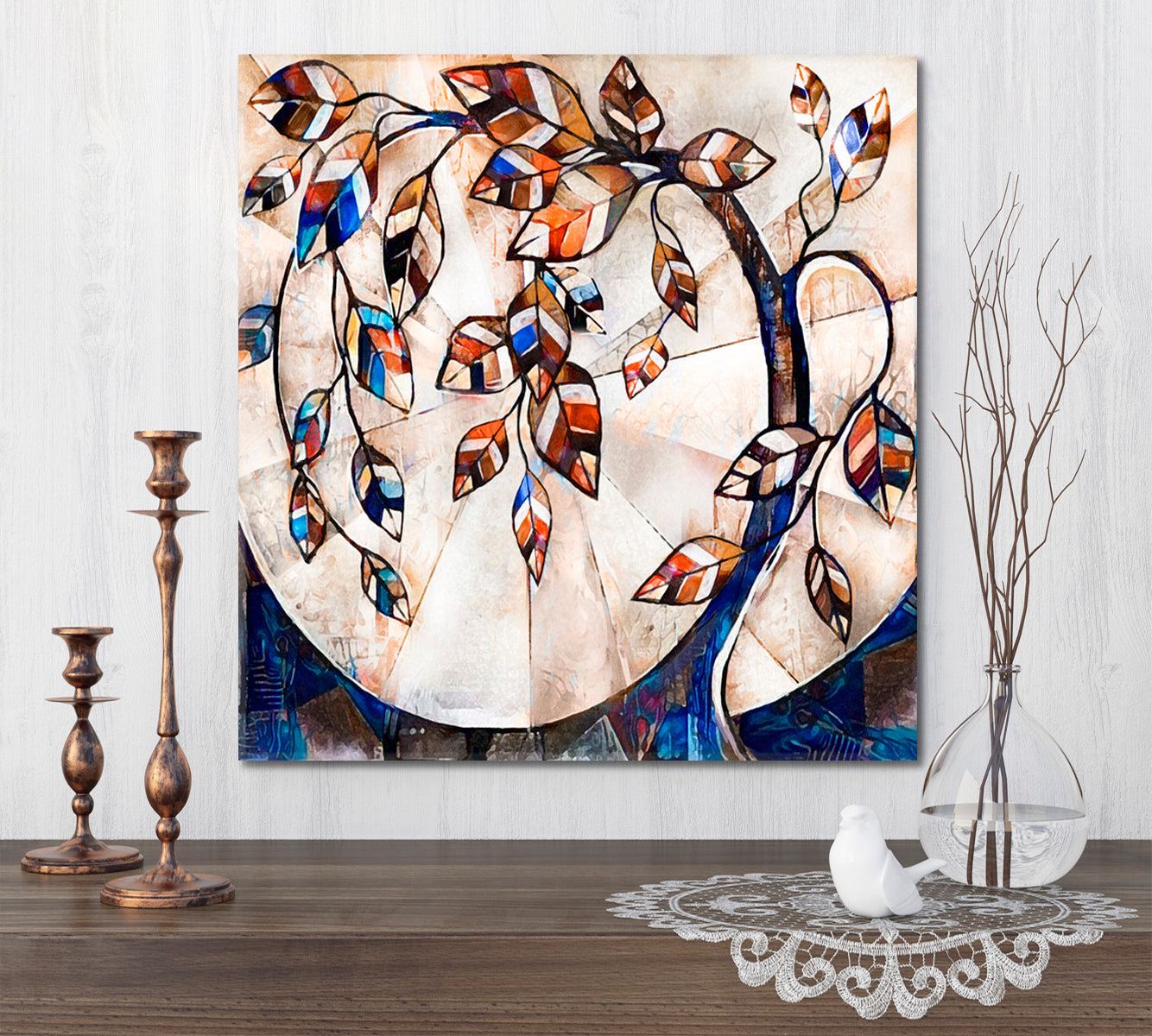 Stylized Tree Abstract Art Print Artesty 1 Panel 12"x12" 