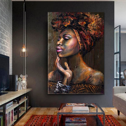 BLACK BEAUTY Breathtaking Stunning Beautiful African Women Fantastic African American Art - Vertical African Style Canvas Print Artesty   